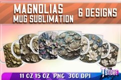 Magnolias Mug Sublimation|11 oz 15 oz Mug Wrap| Flowers v.1 Product Image 1