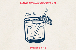 Hand Drawn Cocktail BUNDLE Line Art SVG | Vintage Drink PNG Product Image 3