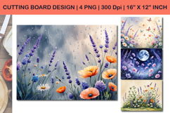 Floral Kitchen Cutting Board Sublimation, Watercolor Flowers Product Image 1