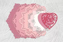 3D Mandala heart Layered Heart St Valentine Heart Product Image 2