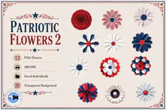 Patriotic Flowers 2 PNG Paper Flowers Product Image 1