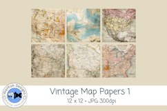 Vintage Map Papers 1 Junk Journal Paper Product Image 1