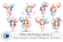 Watercolor Birthday Girl Clipart Set 3 Product Image 1