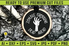 Zombie Crossing Dead Ahead | Halloween Round Ornament Sign Product Image 1