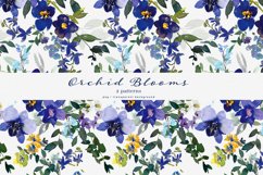Watercolor Purple &amp; White Orchid Clipart Huge Set Product Image 14