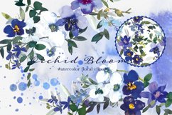 Watercolor Purple &amp; White Orchid Clipart Huge Set Product Image 1