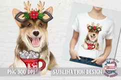 Christmas dog Sublimation Puppy Corgi PNG Product Image 1