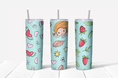Mermaid sublimation design. Skinny tumbler wrap design. Product Image 2