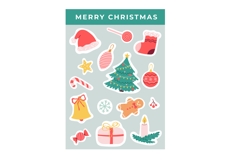 Cute Christmas Stickers Set PNG. Printable Stickers Product Image 2