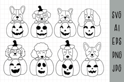Puppy pumpkin svg, Halloween Dog Png, Black and white Product Image 1