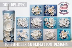 3d Flower Sublimation bundle Tumbler Wrap 20 oz White Colors Product Image 1