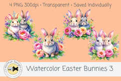Spring PNG Watercolor Easter Rabbits 3 Product Image 1