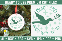 Peace and Good Will to All | Round Christmas Ornament SVG Product Image 1