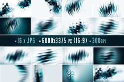 Fractal Glass Backgrounds Set in Turquoise and White Product Image 1