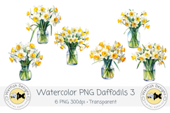 Watercolor Daffodils PNG Clipart Set 3 Product Image 1