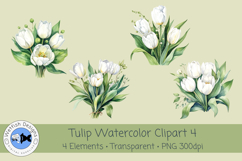 Spring Tulips PNG Watercolor Clipart 4 Product Image 1