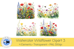 Watercolor Wildflower PNG Clipart Set 3 Product Image 1