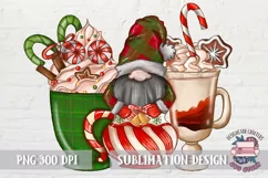 Christmas Coffee with Gnome PNG Sublimation Cocktail Png Product Image 1