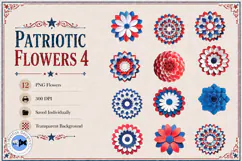 Patriotic Flowers 4 PNG Paper Flowers Product Image 1