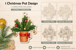 Christmas Pot Ornament Laser Scoring and Engraving Product Image 1