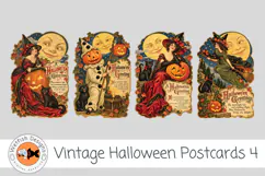 Halloween Vintage PNG Postcards 4 Product Image 1