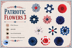 Patriotic Flowers 3PNG Paper Flowers Product Image 1