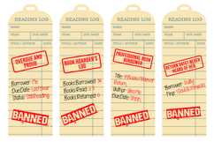 4x Library Reading Logs Bookmarks, Funny and Creative, SVG Product Image 2