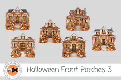 PNG Halloween Watercolor Front Porches 3 Product Image 1