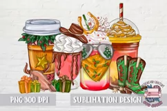 Howdy Christmas Coffee Sublimation design PNG Cowboy Product Image 1