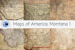 Vintage Montana Map Digital Paper Pack 1 Product Image 1