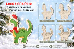 Christmas Long Neck Dino Ornament Laser Cut Glowforge Product Image 1