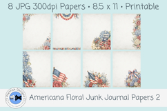 Americana Floral Junk Journal Papers 2 Set of 8 Product Image 1