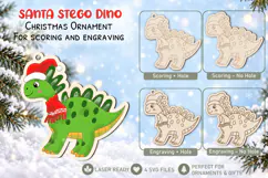 Christmas Dino Stegosaurus Ornament Laser Scoring Engraving Product Image 1