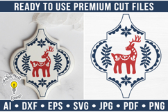Scandinavian Arabesque Deer Ornament | Christmas SVG Product Image 1