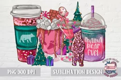 Mama Bear Fuel Christmas Sublimation Coffee PNG Latte Product Image 1