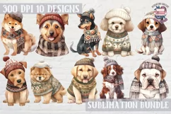 Autumn Dogs in sweater Sublimation10 designs Product Image 1