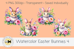 Spring PNG Watercolor Easter Rabbits 4 Product Image 1