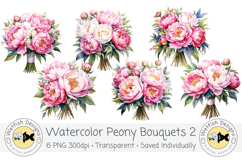 Watercolor Peony Bouquets Clipart 2 Product Image 1