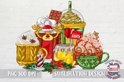 Christmas Coffee Sublimation design PNG Cocktails Product Image 1