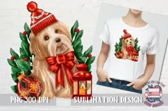 Christmas dog Sublimation Puppy Bichon PNG Product Image 1