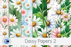 Daisy Digital Papers 2 Floral Scrapbook Backgrounds Product Image 1