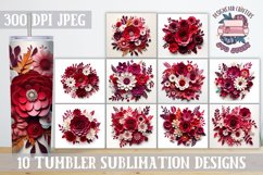 3D Flower Sublimation bundle Tumbler Wrap 20 oz Burgundy Product Image 1