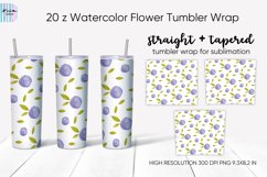 20 Oz Watercolor Flowers Tumbler Wrap Sublimation design png Product Image 1