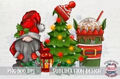 Christmas gnome Sublimation PNG Latte Tree png Coffee png Product Image 1