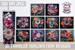 3D Flowers Colorful Sublimation bundle Tumbler Wrap 20 oz Product Image 1