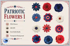 Patriotic Flowers 1 PNG Paper Flowers Product Image 1
