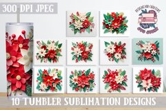 3D Sublimation Tumbler wrap Christmas flowers bundle paper Product Image 1