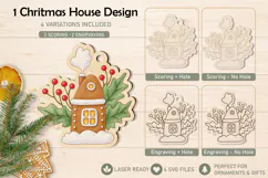Christmas House Ornament Laser Scoring and Engraving Product Image 1