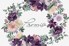 Watercolor Blush &amp; Eggplant Floral Clipart Collection Product Image 2
