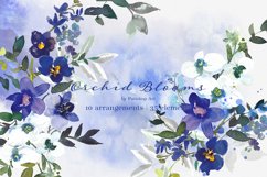 Watercolor Purple &amp; White Orchid Clipart Huge Set Product Image 2